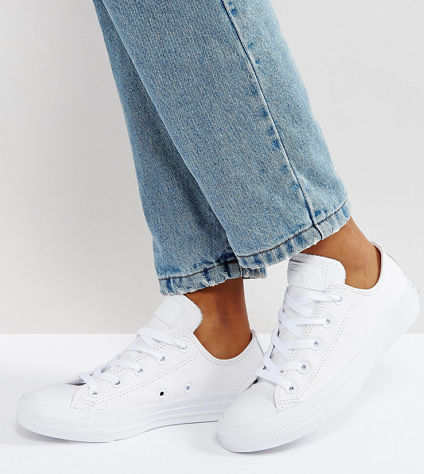 converse chuck taylor ox leather white monochrome sneakers