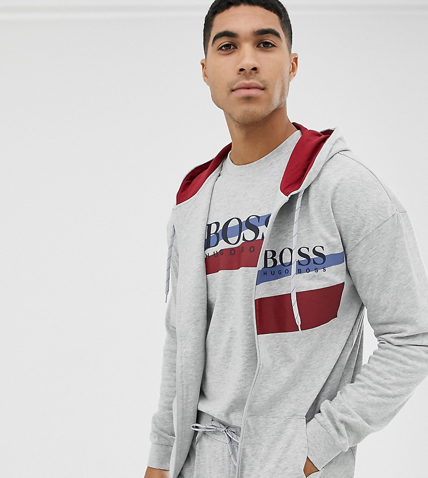 BOSS bodywear Authentic zip-through hooded track jacket in grey