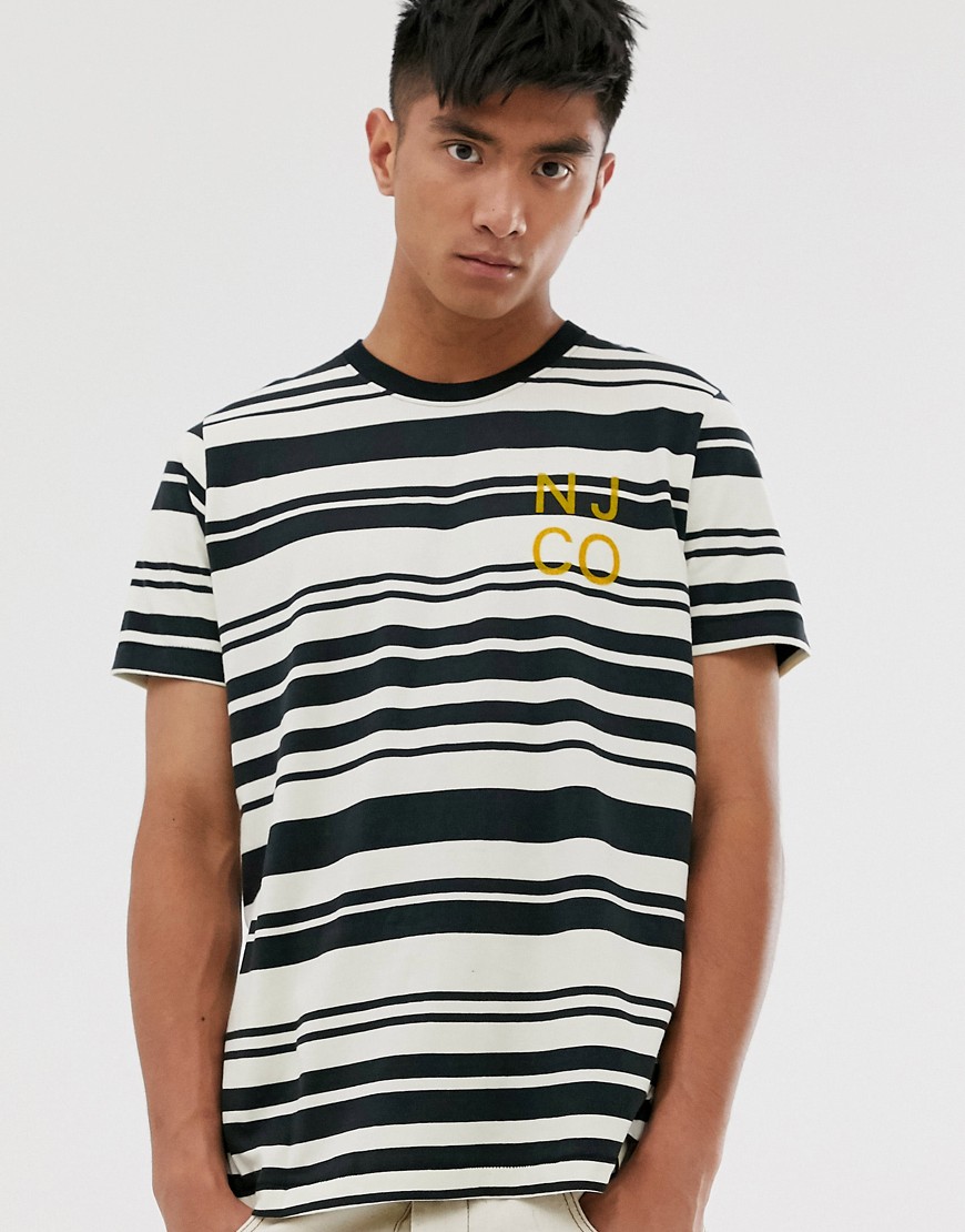 Nudie Jeans Co Roy barcode stripe t-shirt in white