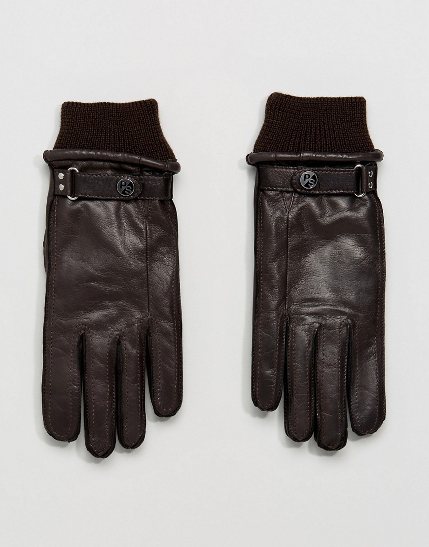 Изготовленные в Италии коричневые перчатки из козьей кожи PS Paul Smit PS Paul Smith 