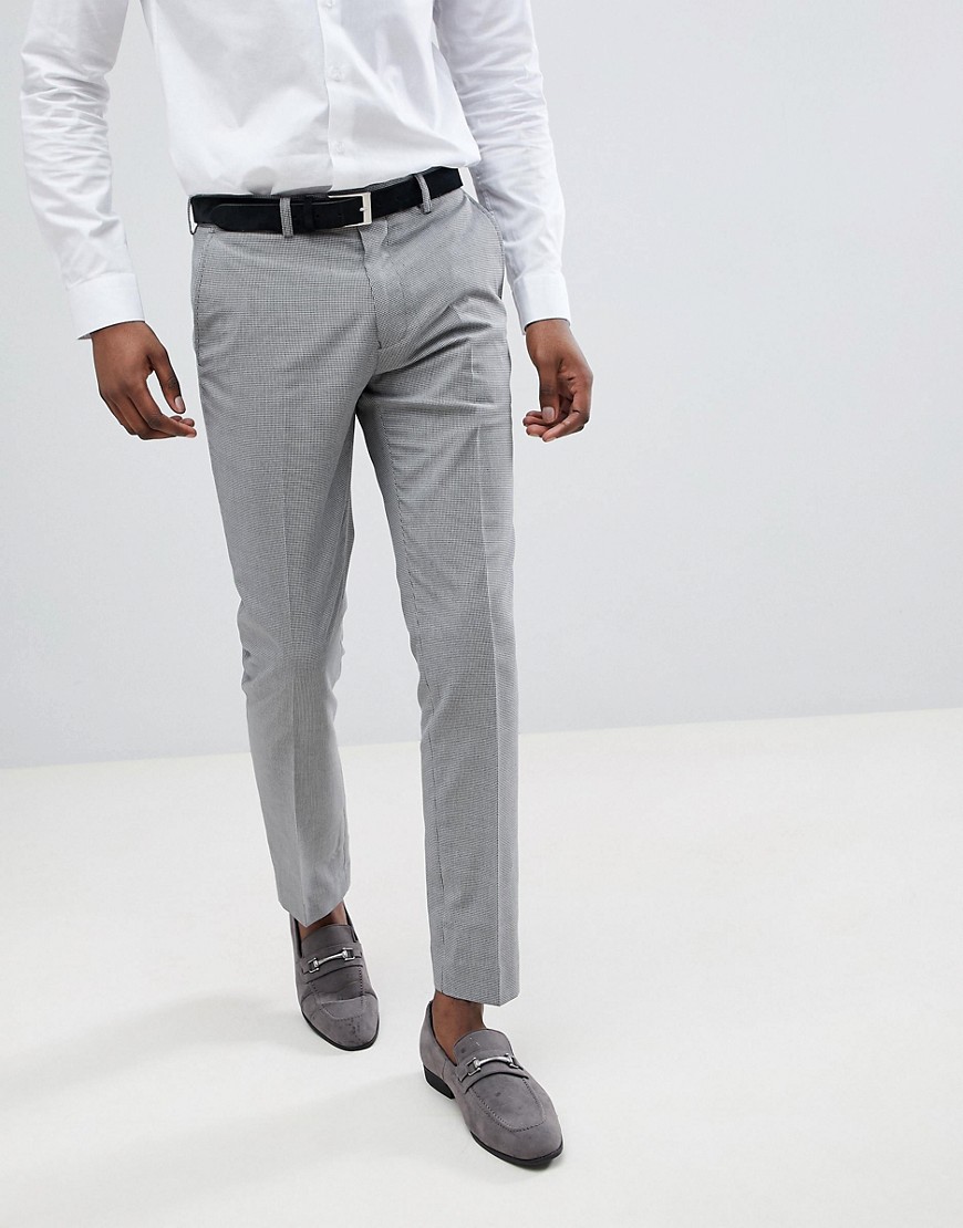 Moss London skinny trousers in grey dogtooth