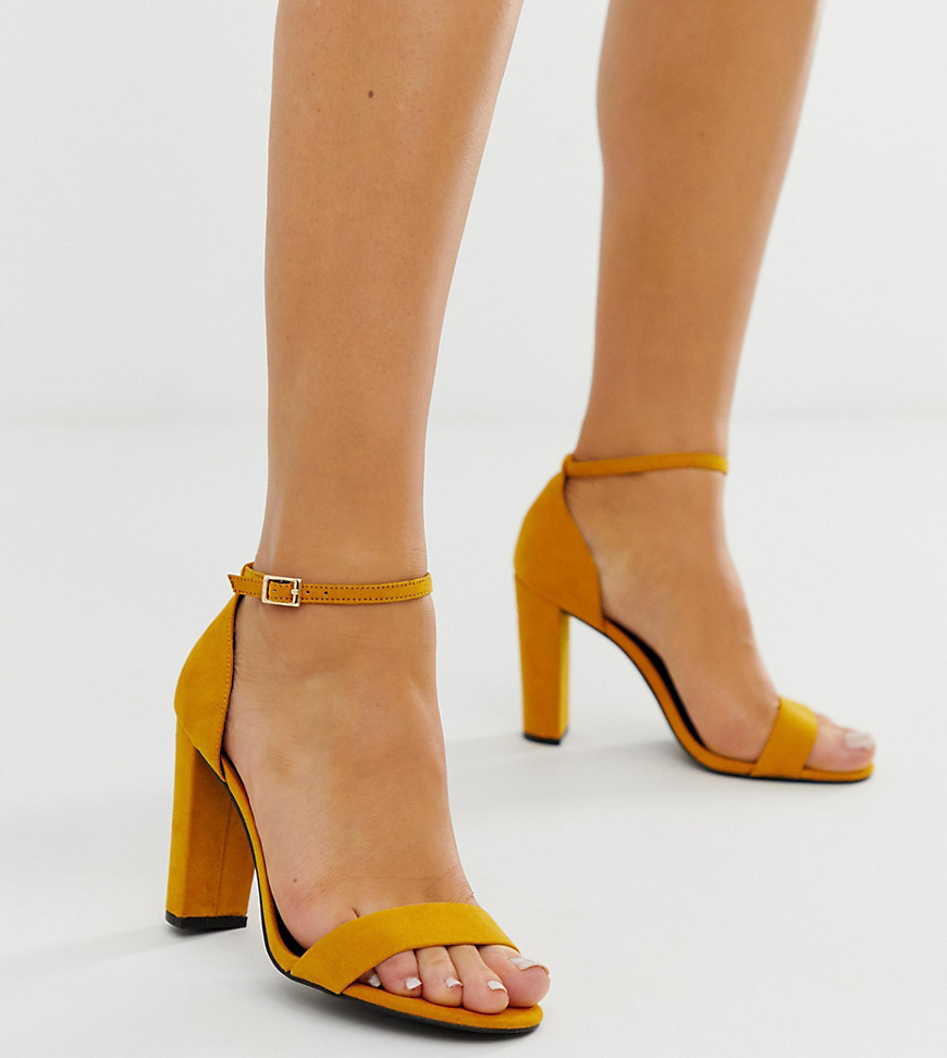 New Look Wide Fit block heel in dark yellow