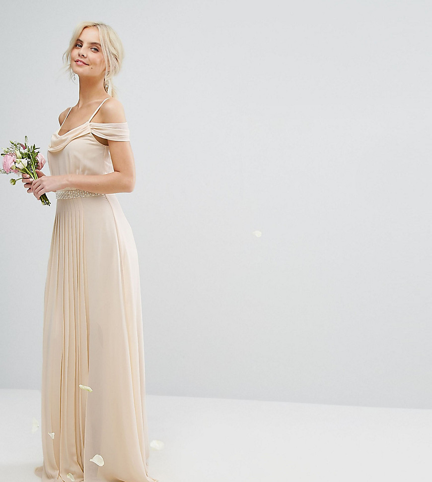 TFNC Petite Wedding Cold Shoulder Embellished Maxi Dress