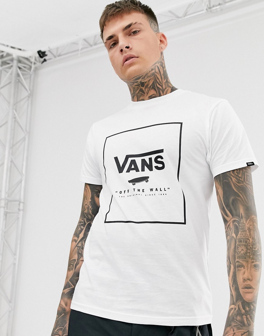 Vans print block -shirt in white/black