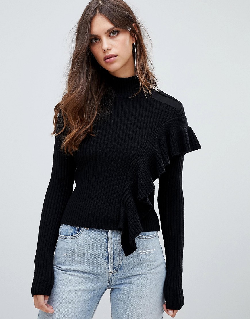 Miss Sixty turtle neck knit with ruffle detail