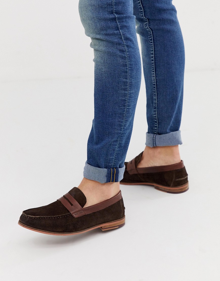 Silver Street suede saddle loafer in brown