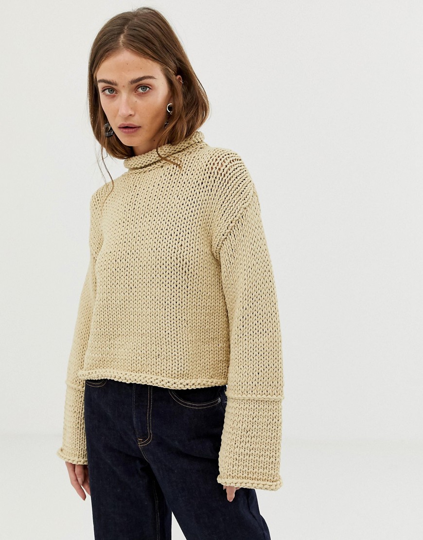 ASOS WHITE knitted jumper with wide sleeve detail