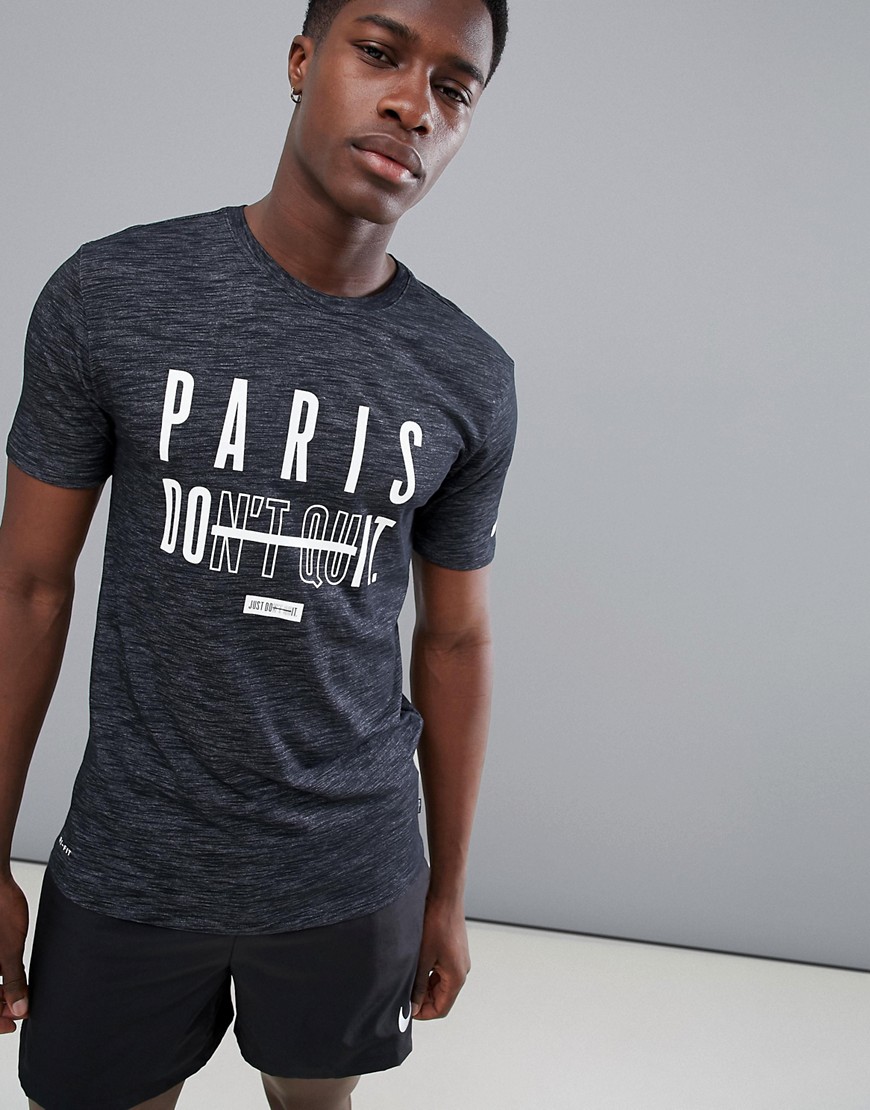 Nike Training Paris Do It T-Shirt In Black Marl AQ1065-010 - Black