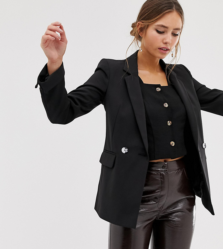 Miss Selfridge double breasted blazer with notch sleeves in black