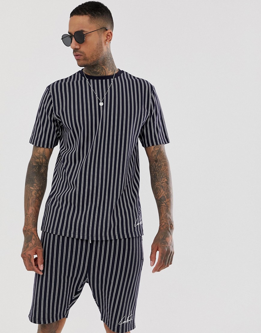 The Couture Club co-ord oversized t-shirt in navy pinstripe