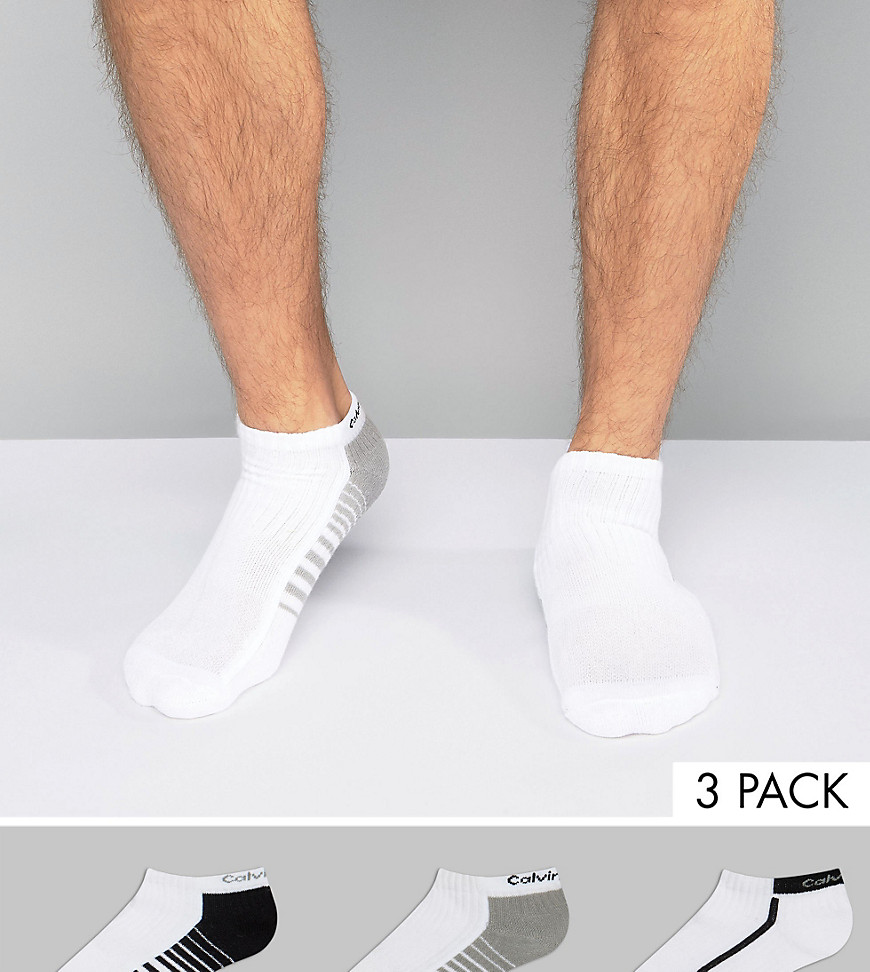Calvin Klein Trainer Socks With Coolpass In 3 Pack - White