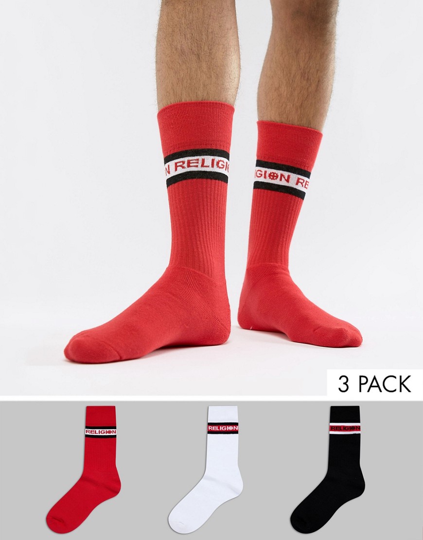Religion 3 Pack Socks With Sport Stripe