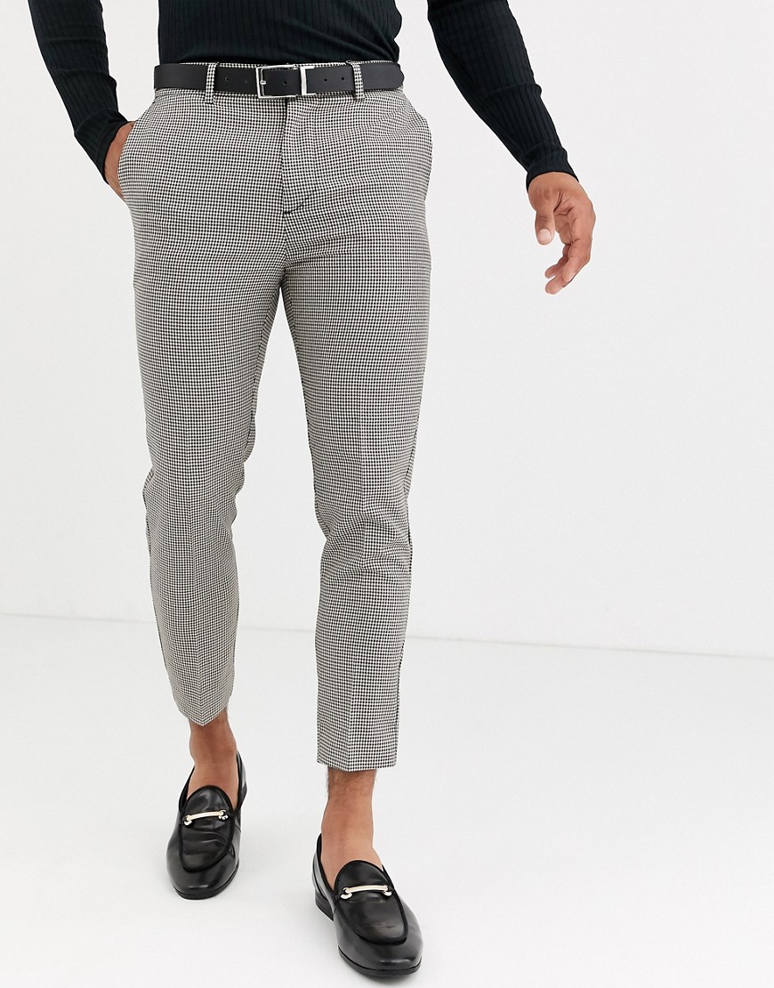 New Look skinny smart trousers in brown puppytooth check