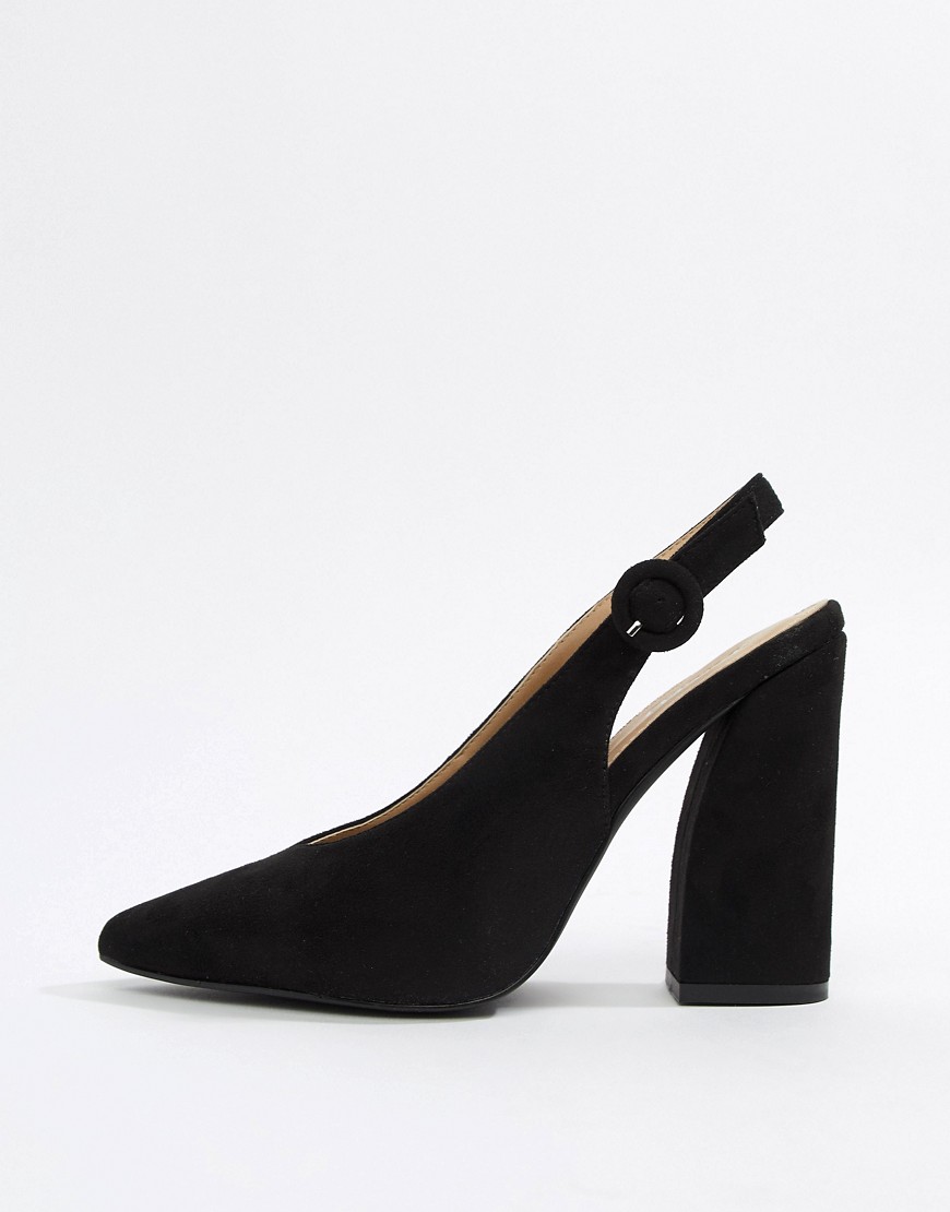 RAID Brook black sling back block heeled shoes