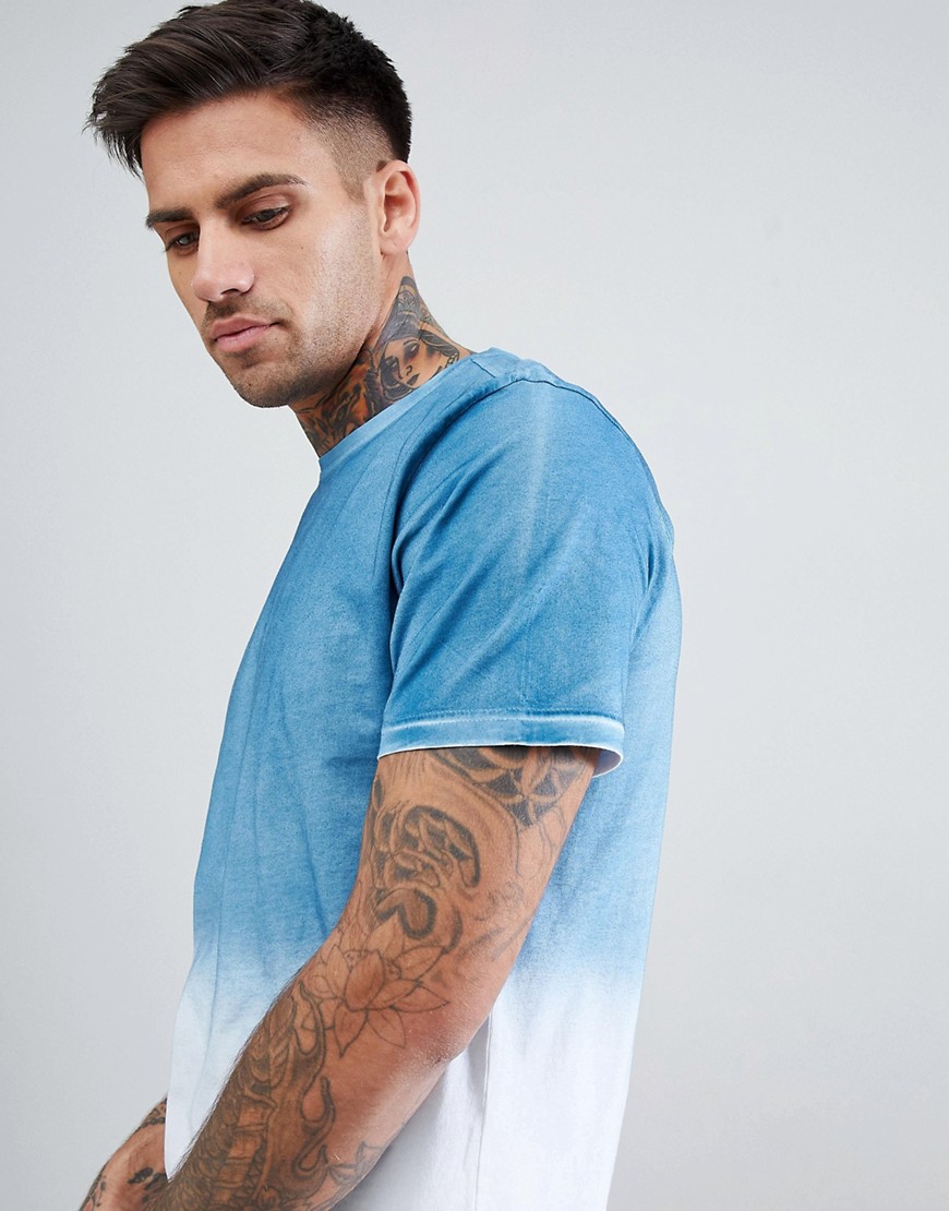 Another Influence Bold Ombre Fade Out T-Shirt - Blue