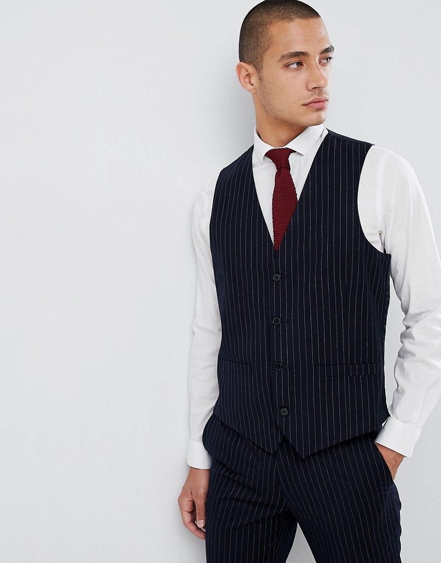 French Connection Slim Pinstripe Waistcoat