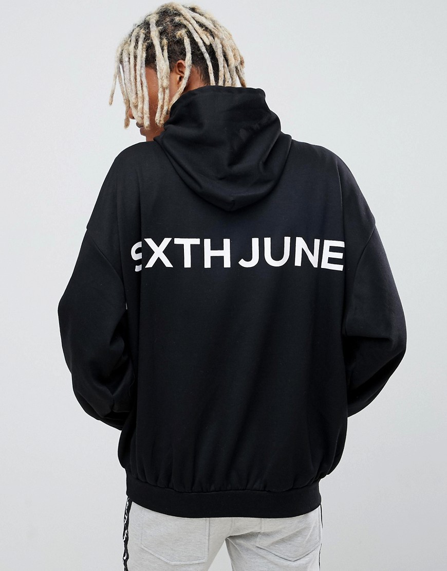Sixth June hoodie in black with back logo