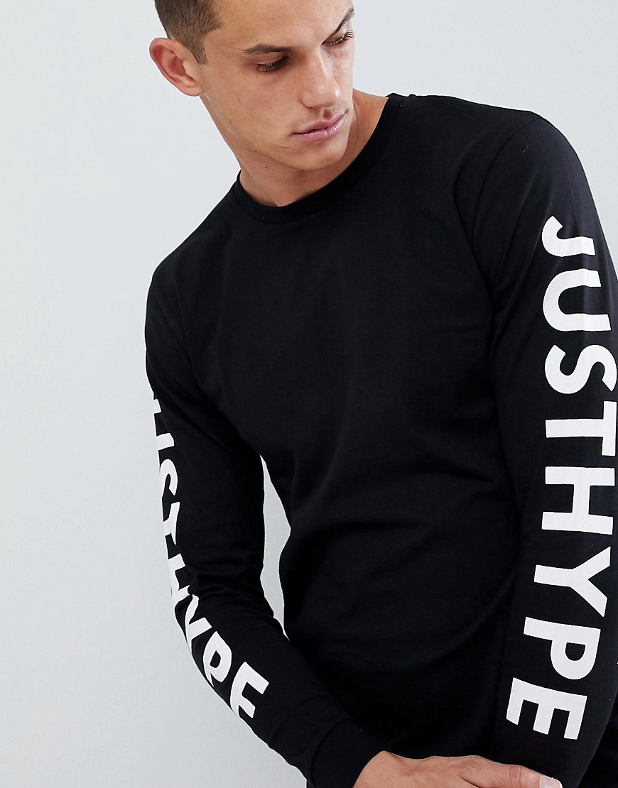 Hype sweatshirt with sleeve print in black - Black