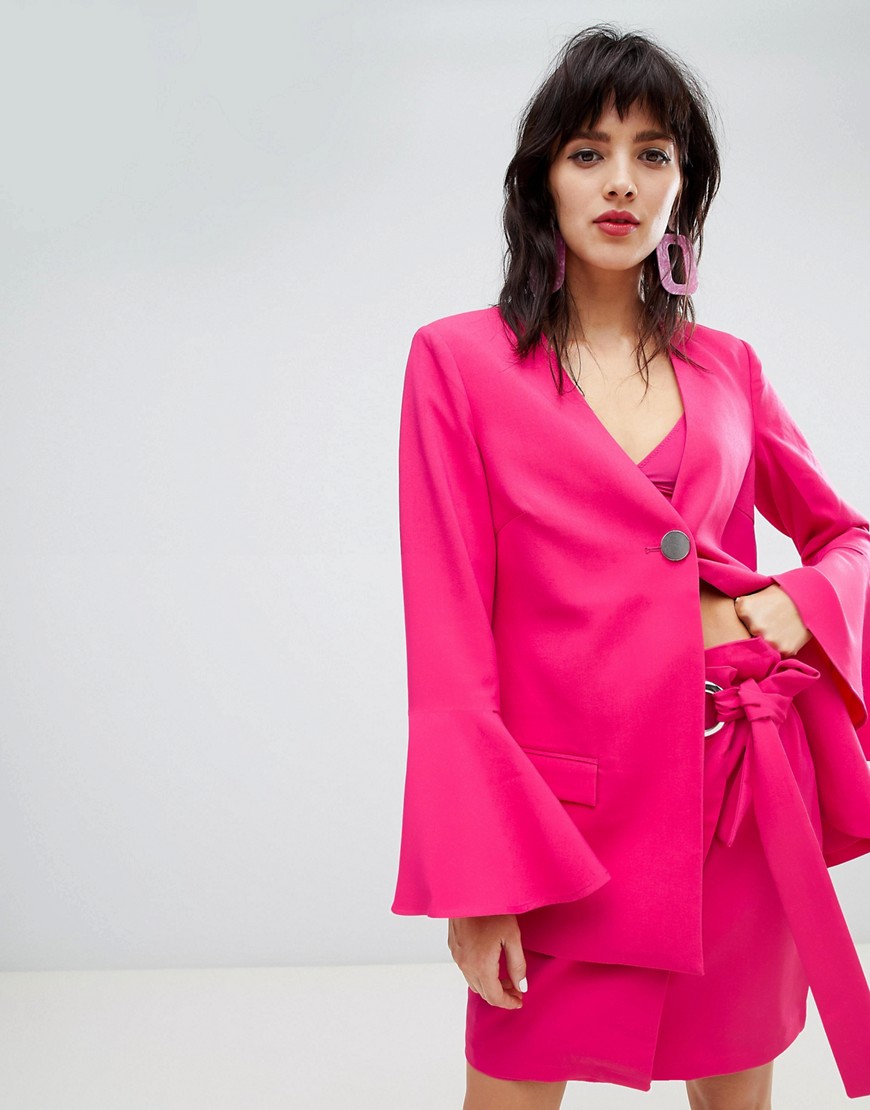 Resume Fenja Fluted Sleeve Neon Pink Blazer