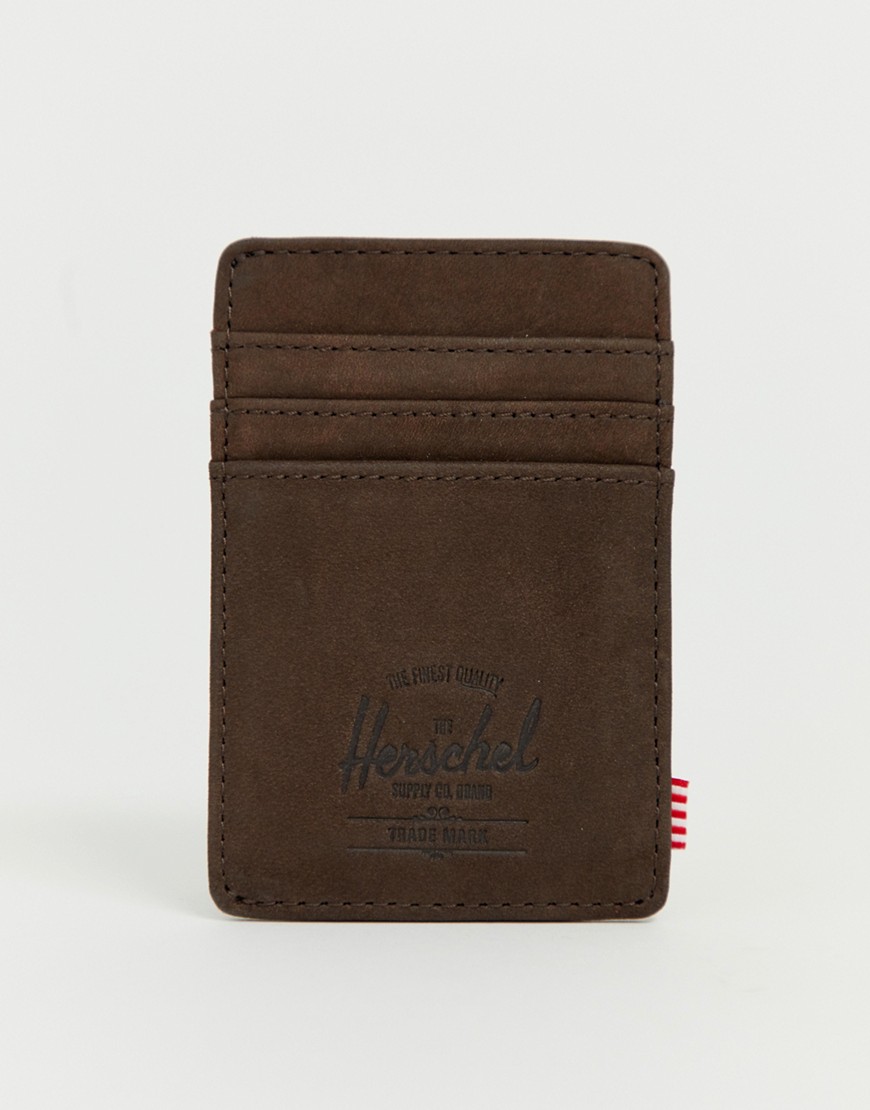 Herschel Supply Co Raven RFID leather card holder in dark brown
