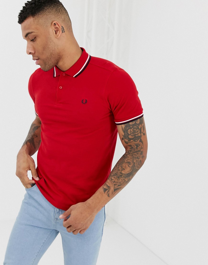 Fred Perry twin tipped logo polo in red