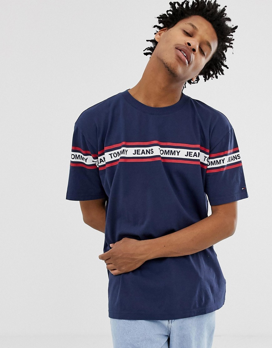 Tommy Jeans relaxed fit t-shirt with chest and sleeve taping in navy