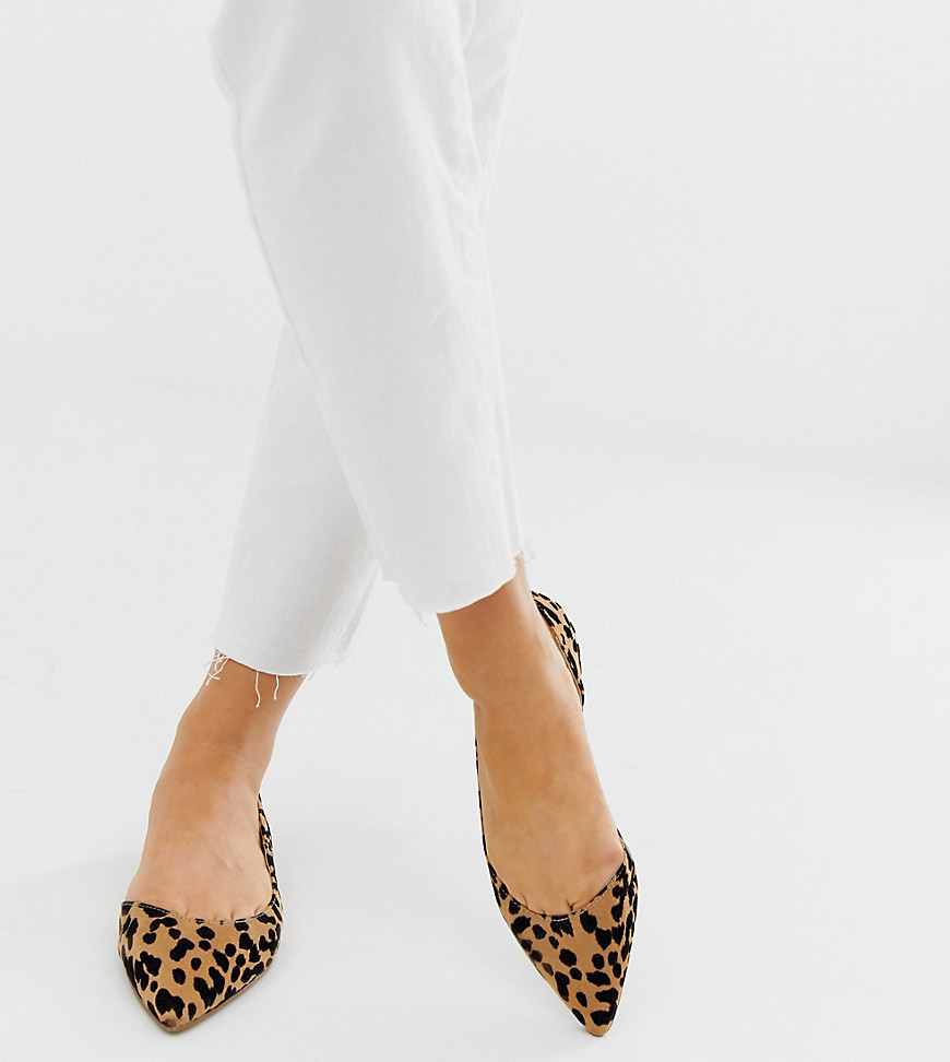 ASOS DESIGN Wide Fit Virtue d'orsay pointed ballet flats in leopard