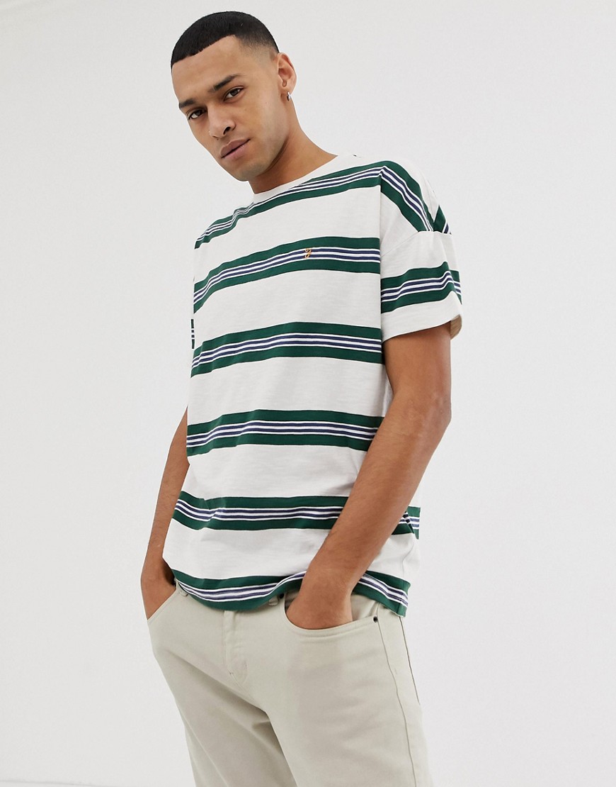 Farah Elkin over sized stripe t-shirt in white