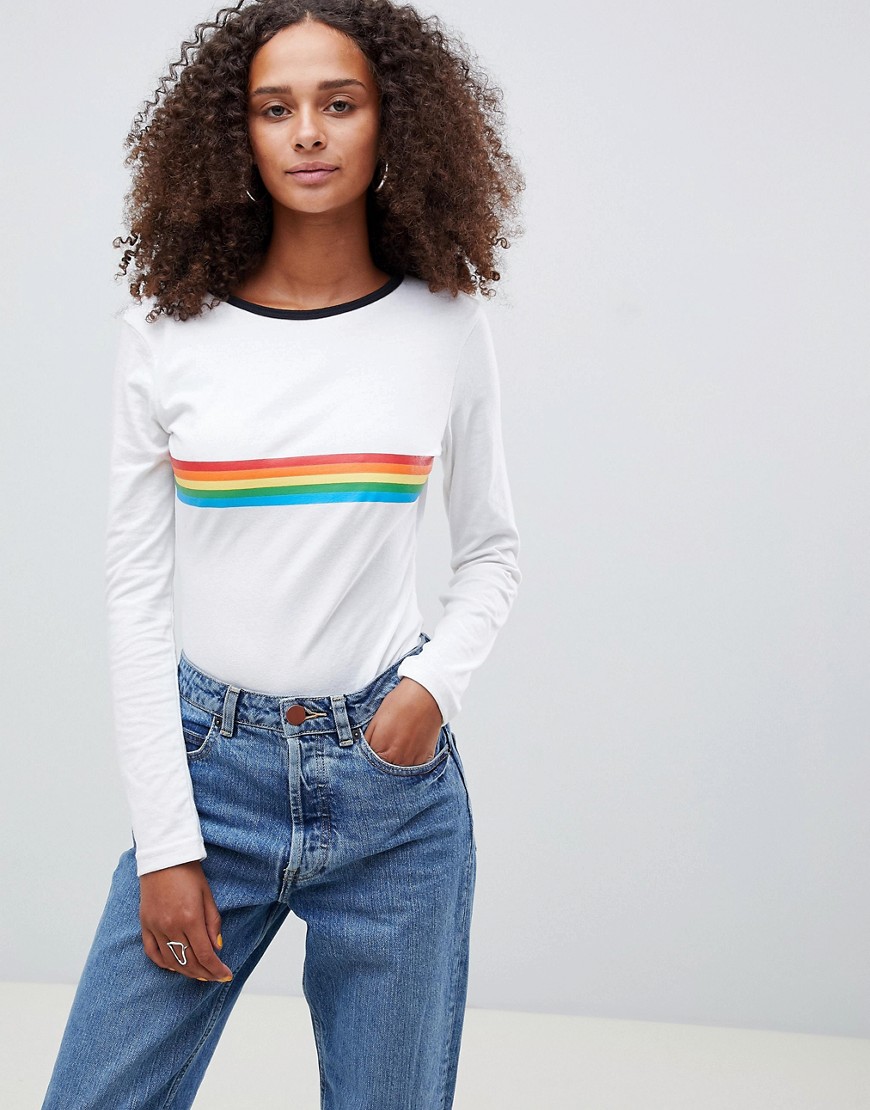 Daisy Street Bodysuit with Rainbow Stripe