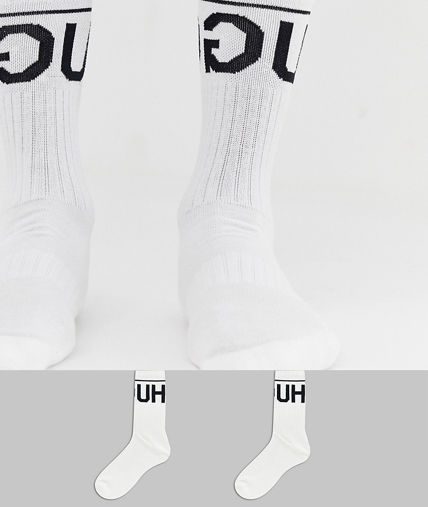 HUGO reverse logo 2 pack crew socks
