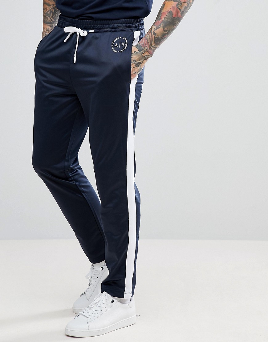 Armani Exchange tricot side stripe sweat joggers in navy