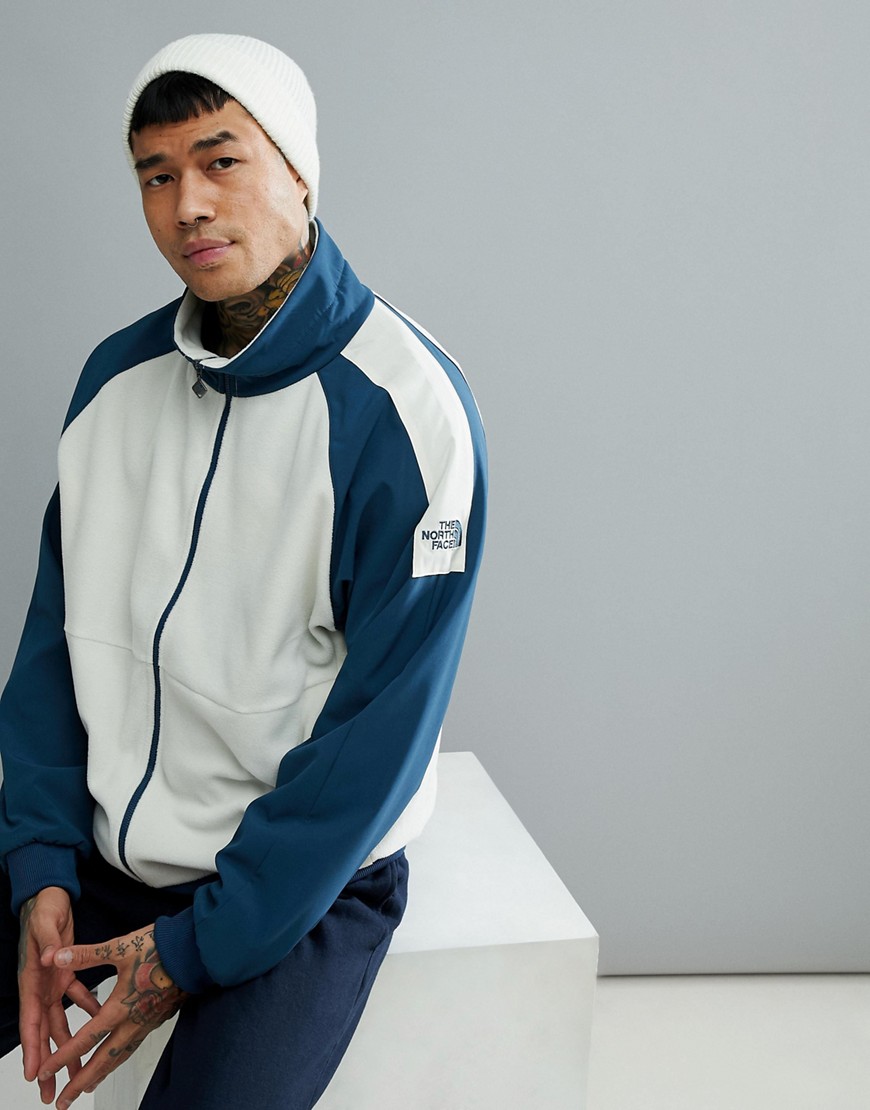 The North Face 1990 Staff Full Zip Fleece In Off White/blue - White