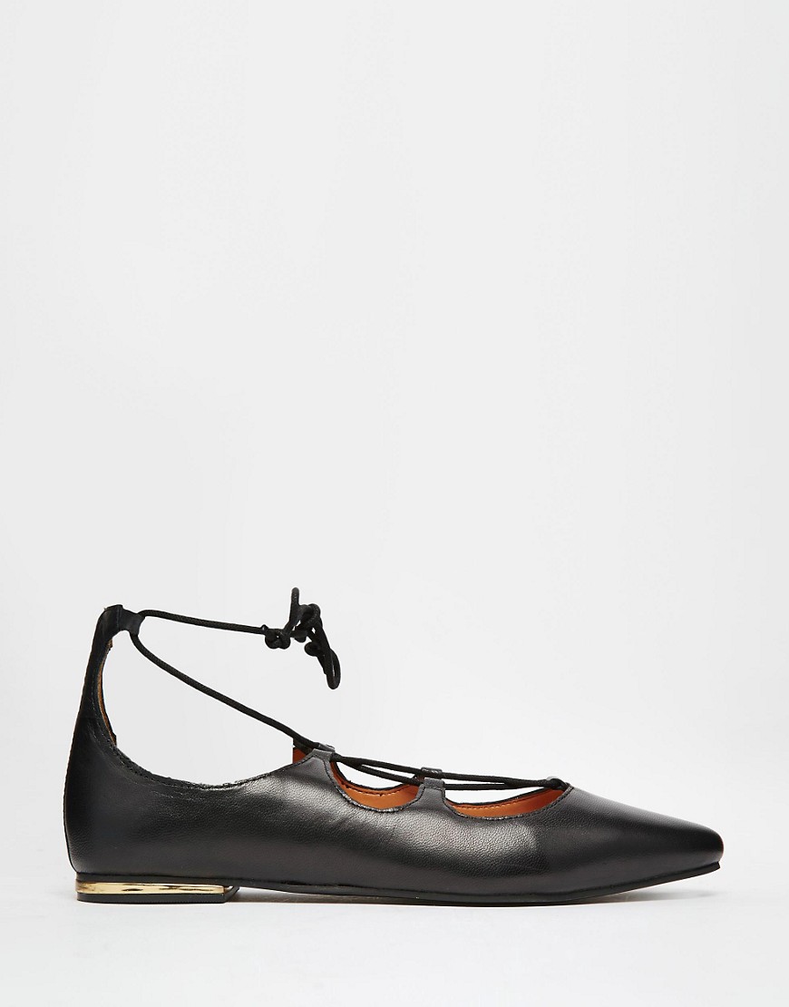Warehouse | Warehouse Pointed Ghillie Lace Up Flat Shoes at ASOS