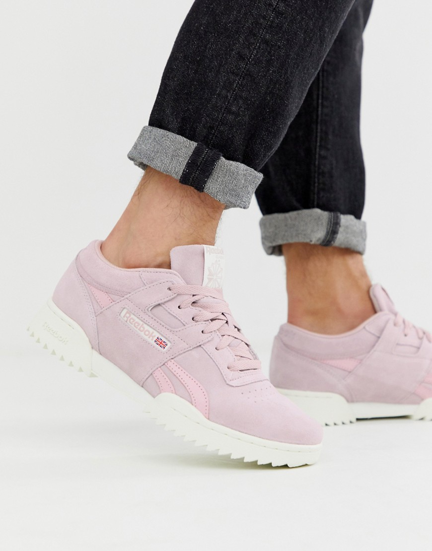 Reebok workout ripple trainers suede pink