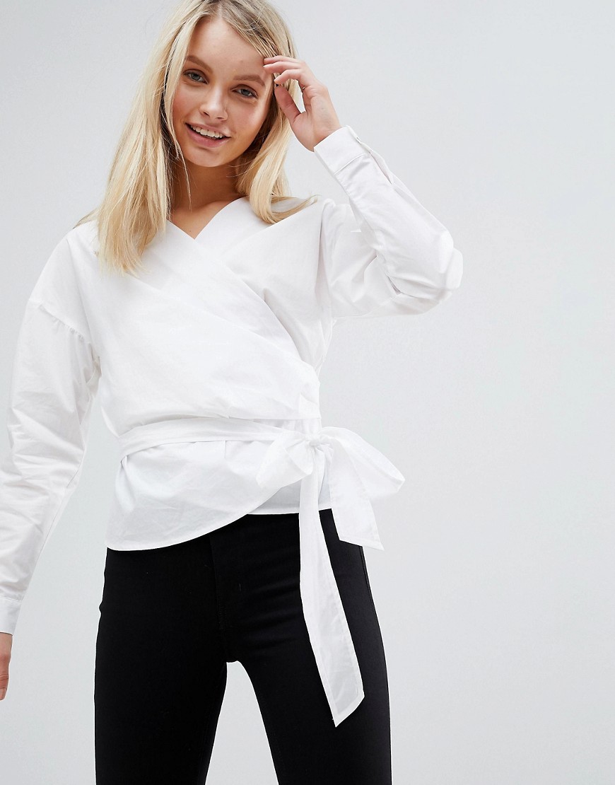 Only Helen Tie Wrap Blouse - Bright white