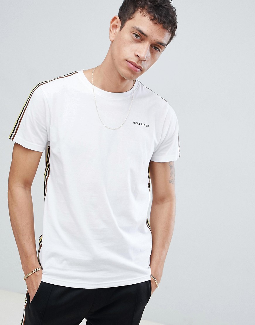 Bellfield T-Shirt With Arm Tape In White - White