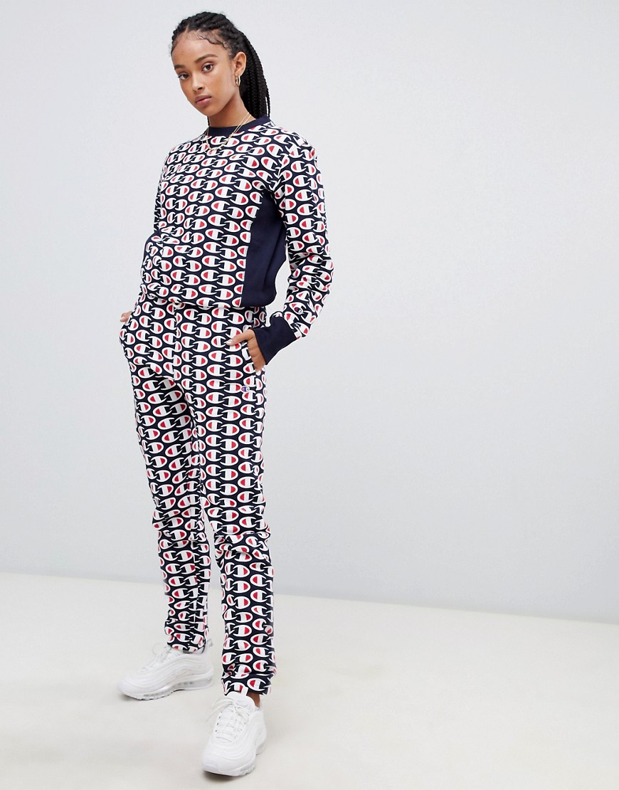 Champion tracksuit bottoms in all over print reverse weave co-ord