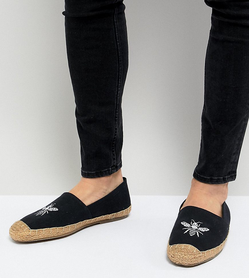 Frank Wright Wide Fit Embroided Espadrilles In Navy