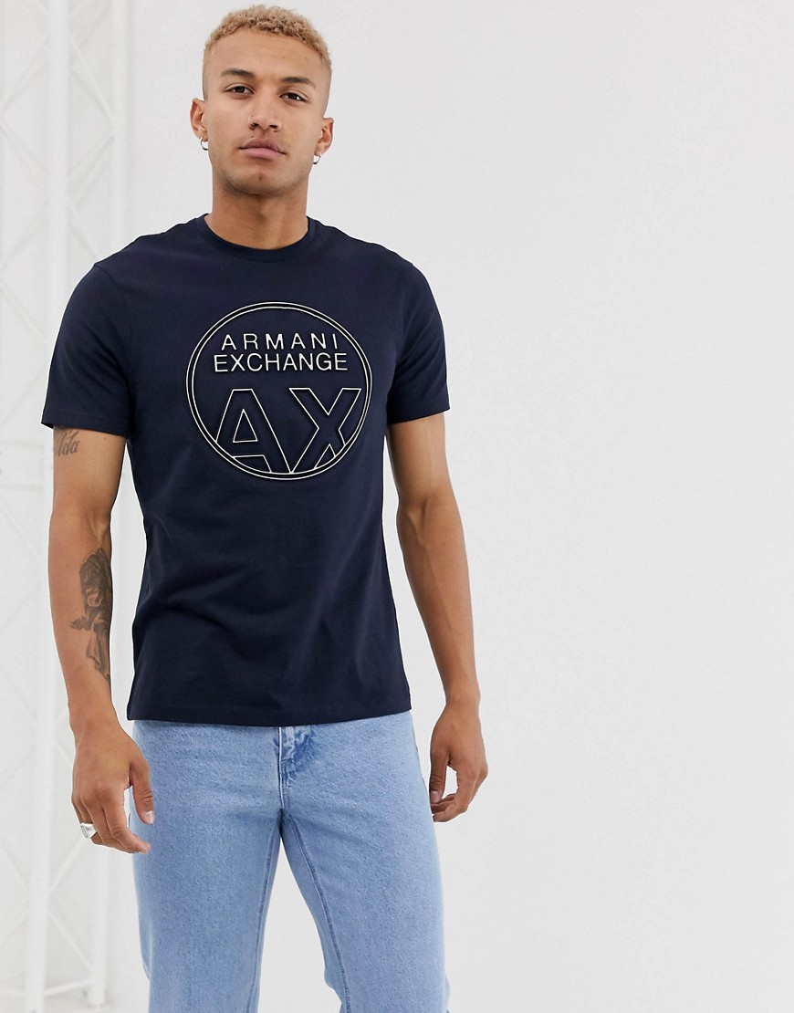 Armani Exchange AX circle logo t-shirt in navy