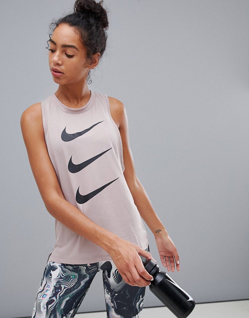 Nike Run Division Tailwind Tank In Taupe
