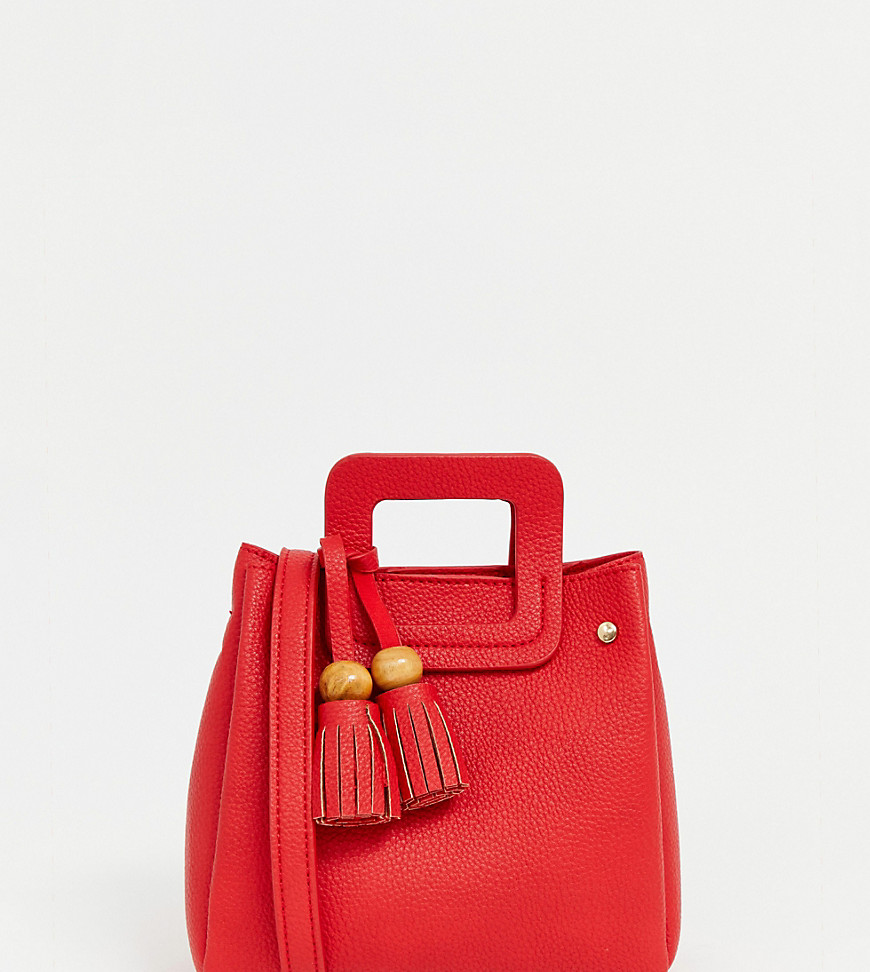 Pull&Bear mini cross body bag with tassel in red