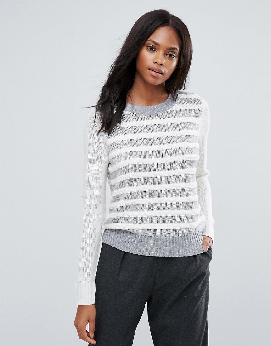H.One Wool Mix Stripey Knit Jumper - Cinder combo