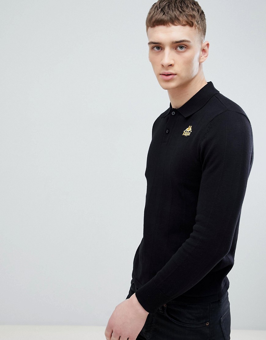 Kappa Long Sleeve Polo Shirt - Black