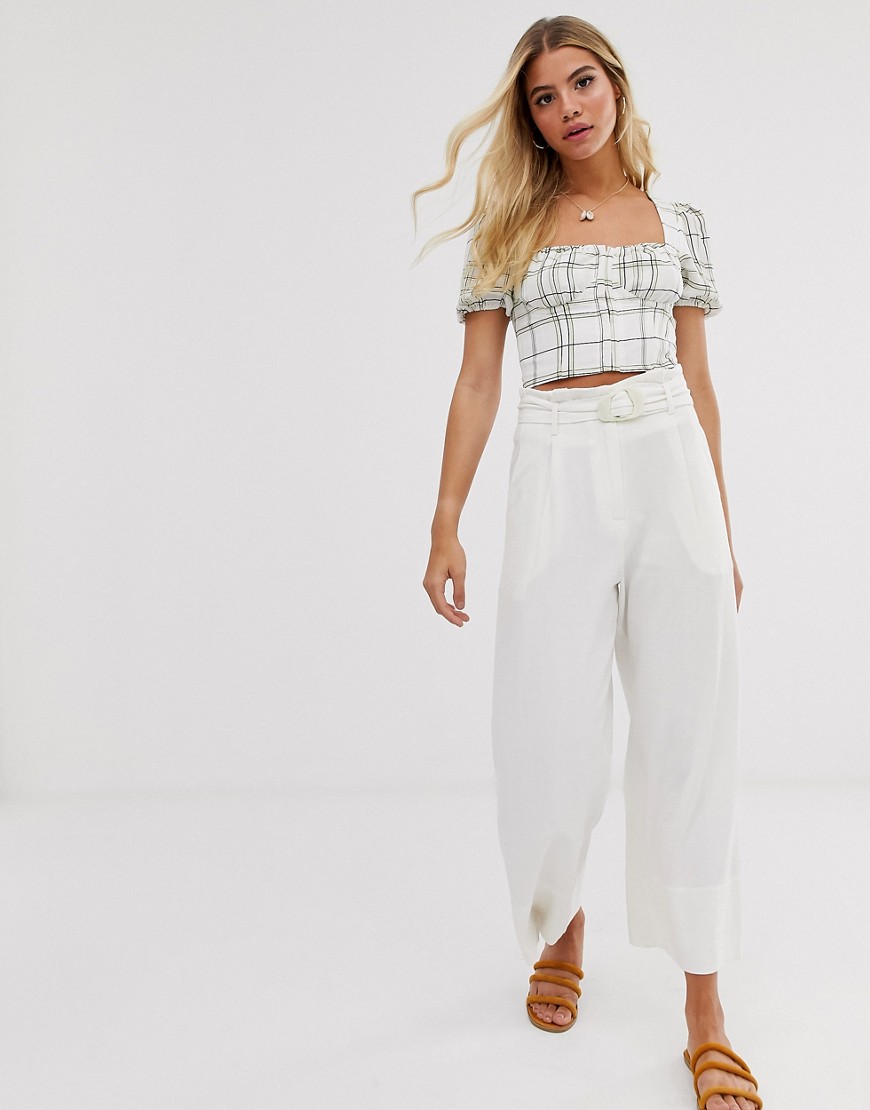 Moon River statement buckle cropped trousers