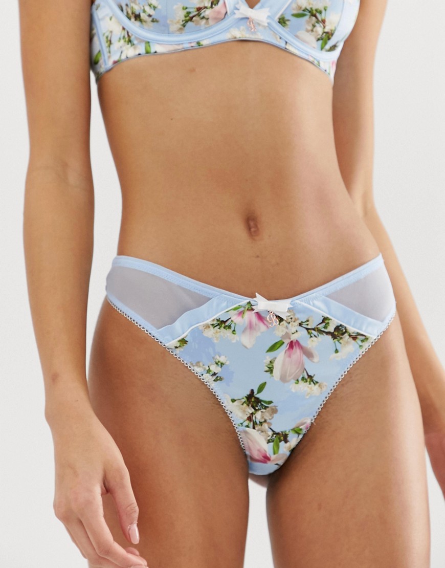 B By Ted Baker Harmony floral print thong in blue