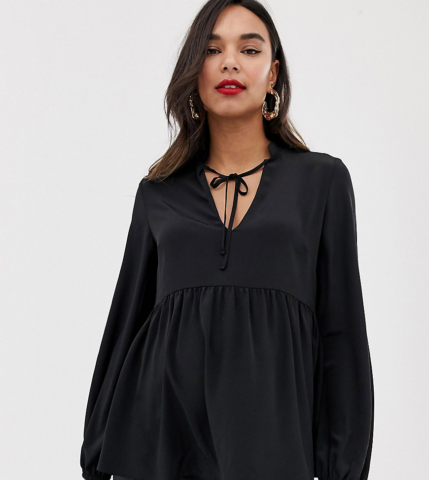 ASOS DESIGN Maternity long sleeve smock top with tie detail