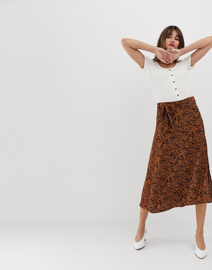 Vero Moda Abstract Animal Midi Skirt
