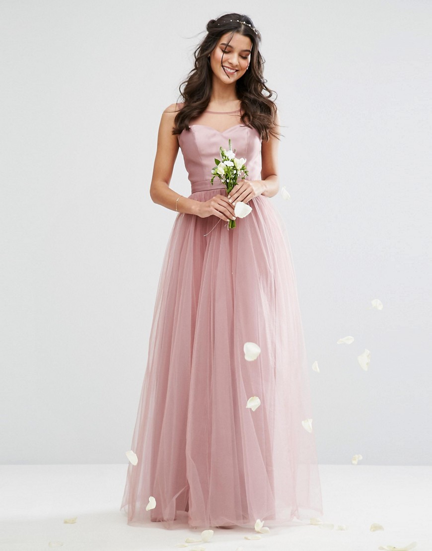 Chi Chi London Sweetheart Tulle Maxi Dress With Satin Bodice