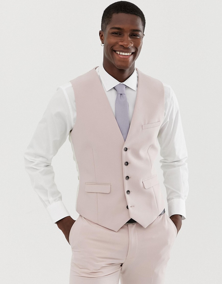 Burton Menswear wedding skinny fit waistcoat in pink