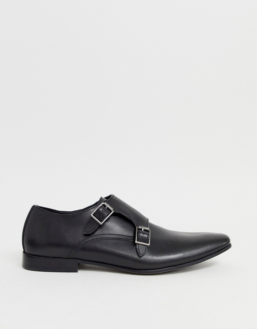 Office Fox monk shoes in black leather